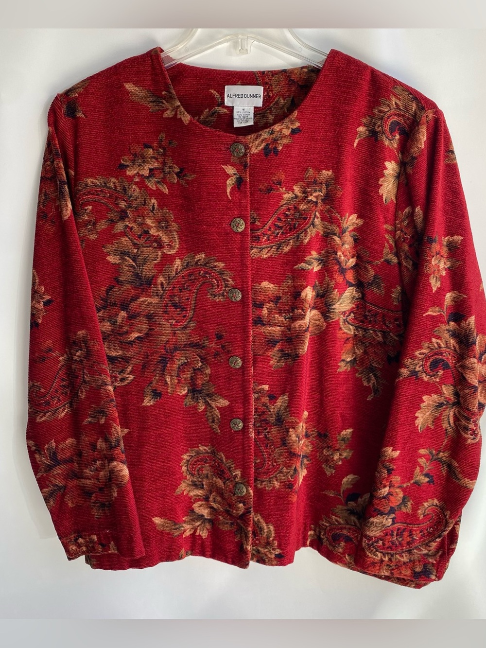 Vintage Alfred Dunner red paisley tapestry jacket grandma floral print blazer 16